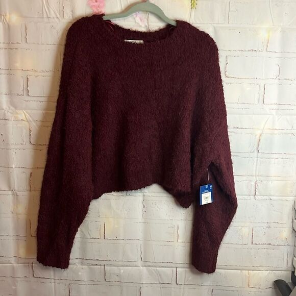 Arizona Jean company cropped burgundy extra fuzzy sweater LLXXL NWT - Picture 1 of 11